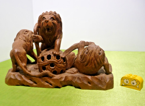 Löwen kugel exotisch holz - 3,